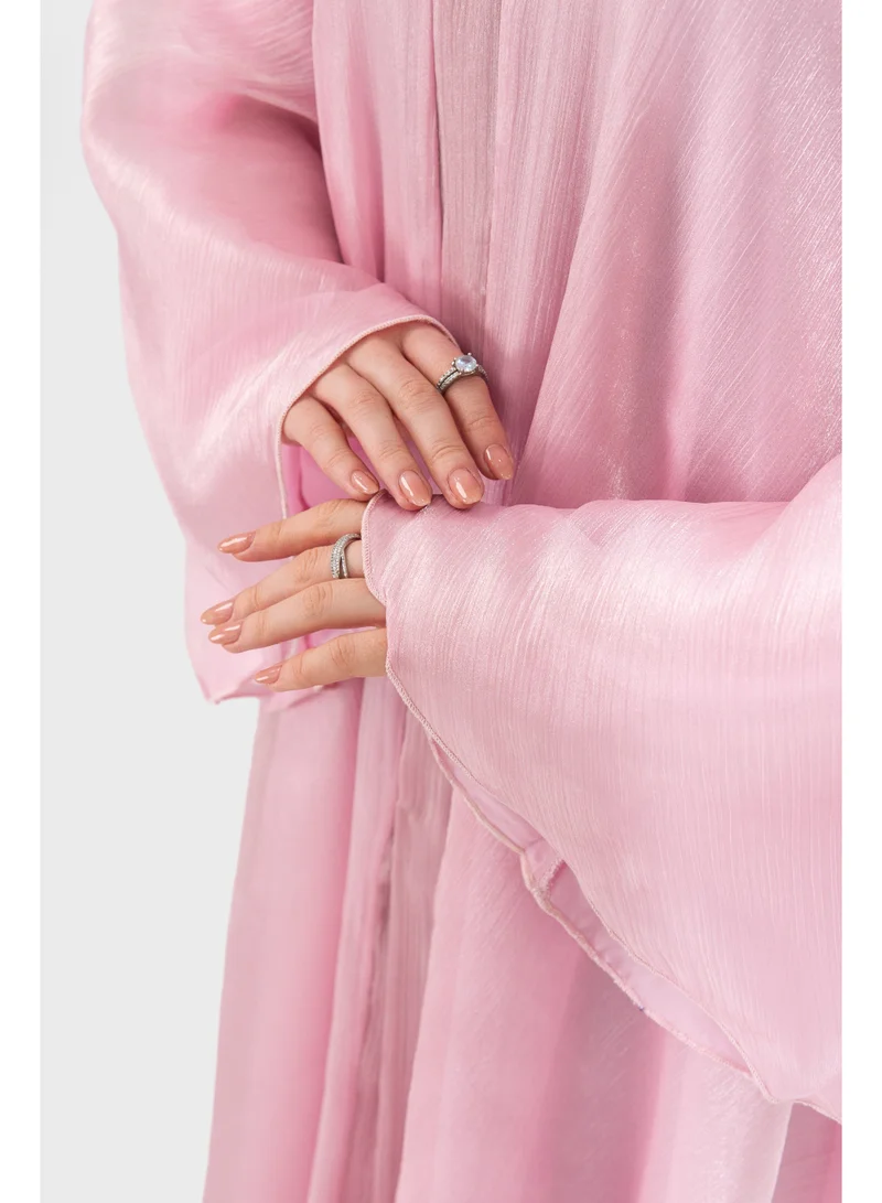 Ophelia LUNA Abaya – Pink| Elegant Satin Finish Modest Wear for Women