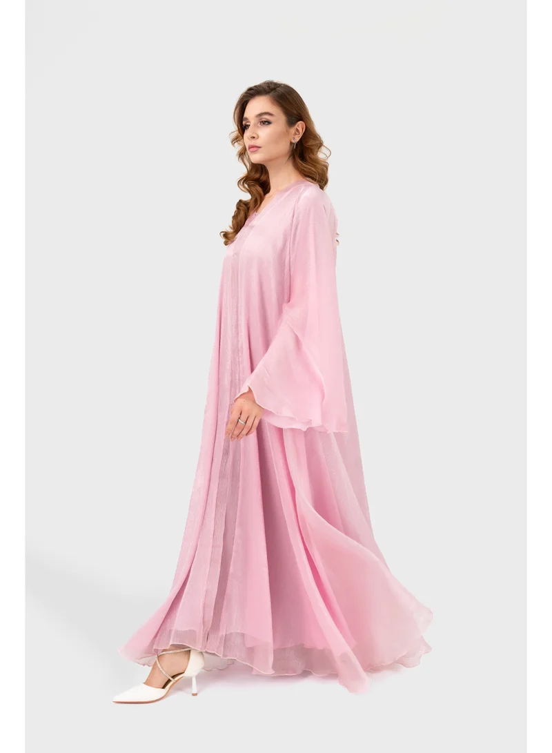 Ophelia LUNA Abaya – Pink| Elegant Satin Finish Modest Wear for Women