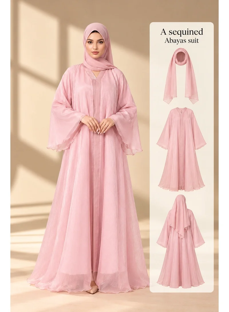 Ophelia Ophelia LUNA Pink Abaya - 3-Piece Set with Underdress & Hijab