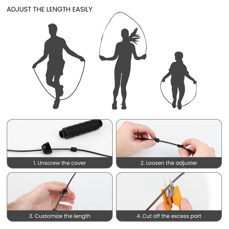 Limm Adjustable Jump Rope for Workout - All-Purpose Exercise Jump Rope Kids & Adults Love with Tangle-Free, Comfortable Foam Handles - Best Slimming, Cardio & Endurance Training - Black - Image 3