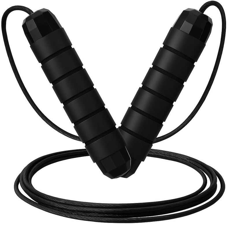 Limm Adjustable Jump Rope for Workout - All-Purpose Exercise Jump Rope Kids & Adults Love with Tangle-Free, Comfortable Foam Handles - Best Slimming, Cardio & Endurance Training - Black - Image 1