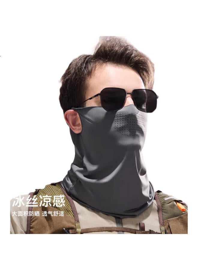 Jiumu Ice Silk Sunscreen Face Mask Men'S Cycling Summer Uv Protection Sunshade Neck Cover Full Face Breathable Sunscreen Mask - Image 3