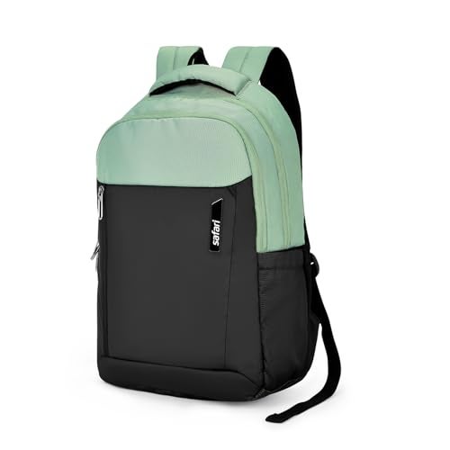Safari Solace 30L Laptop Backpack, 2 Compartments, Raincover, Organizer, Antitheft Pocket, Trolley Sleeve, Bottle Holder, Front Pocket, College Bag, School Bag, Formal Backpack, Color- Sage, Multi - Image 1