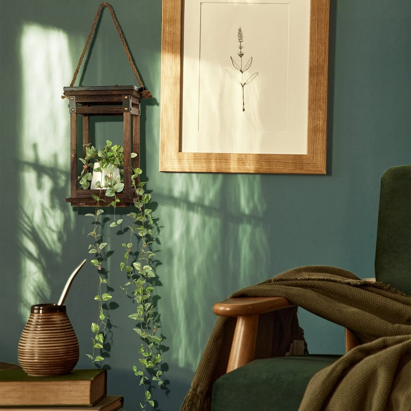 J JACKCUBE DESIGN Decorative Lanterns for LED Flameless Candle, Wooden Vintage Farmhouse Hanging Tabletop Candle Holder for Wedding Party Outdoor Indoor Decoration -MK1010A - Image 3