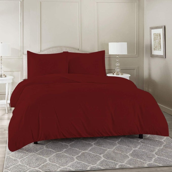 BURGUNDY BEAUTY QUEEN SIZE 1800 TC SOLID MICROFIBER DUVET COVER WITH ZIPPER ELEVATE YOUR BEDDING EXPERIENCE WITH COMFORT AND STYLE