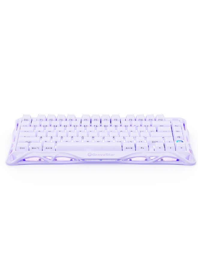 جرافا ستار لوحة مفاتيح الألعاب GravaStar Mercury V75 بنسبة 75% ، مفاتيح Gateron Jade Pro المغناطيسية ، تردد 8000Hz ، إضاءة RGB خلفية ، إطار من الألمنيوم - بنفسجي لافندر - Image 3