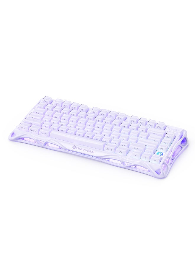 جرافا ستار لوحة مفاتيح الألعاب GravaStar Mercury V75 بنسبة 75% ، مفاتيح Gateron Jade Pro المغناطيسية ، تردد 8000Hz ، إضاءة RGB خلفية ، إطار من الألمنيوم - بنفسجي لافندر - Image 2
