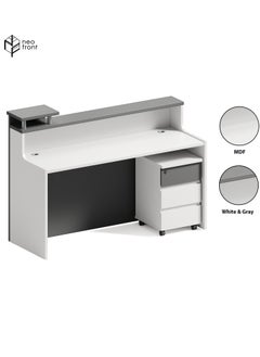 Neo Front Neo Front Reception Desk for office clinic corporate events retaurant Modern Area Banks Building Store Executive Dental Medical reception area tables furniture Grey/White TC-67816  - Image 5