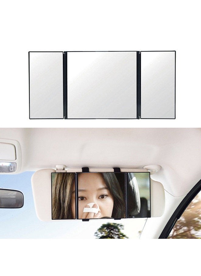 Generic - Car Visor Mirror Makeup Travel Vanity Mirror Cosmetic Tri-Fold Auto Mirror - Image 1