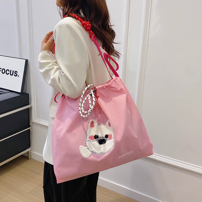 Embroidered Bag Autumn Women'S All-Match Tote Bag Nylon Small Bag Shoulder Bag Commuter Crossbody Bag Large Capacity Bag - Image 2