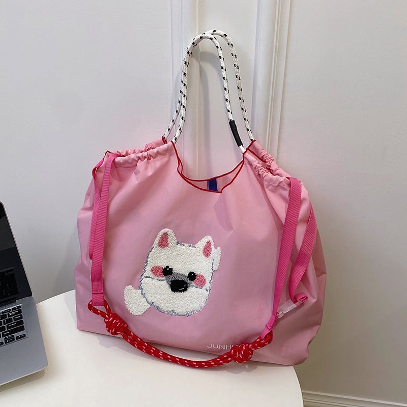 Embroidered Bag Autumn Women'S All-Match Tote Bag Nylon Small Bag Shoulder Bag Commuter Crossbody Bag Large Capacity Bag - Image 1