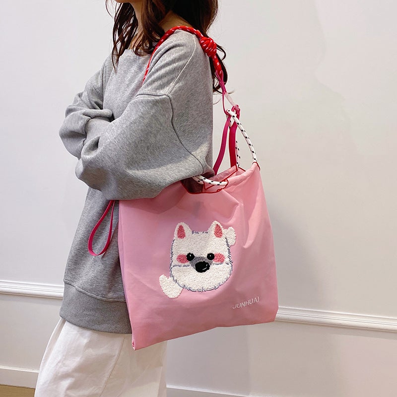 Embroidered Bag Autumn Women'S All-Match Tote Bag Nylon Small Bag Shoulder Bag Commuter Crossbody Bag Large Capacity Bag - Image 3