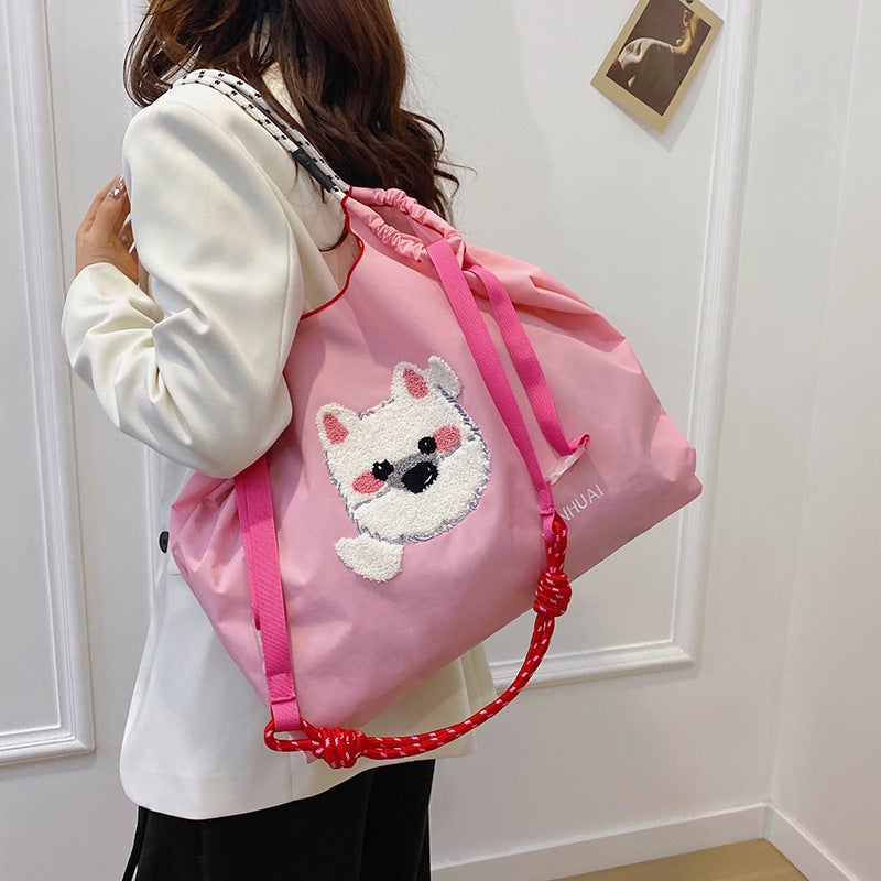 Embroidered Bag Autumn Women'S All-Match Tote Bag Nylon Small Bag Shoulder Bag Commuter Crossbody Bag Large Capacity Bag - Image 4