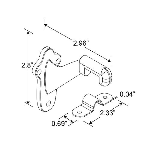 Prime-Line MP9046-4 Hand Rail Bracket, Brass Plated Zinc Diecast with Stamped Steel Clip (4 Pack) - Image 2