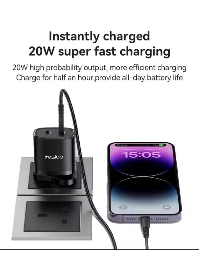 Yesido YC53 20W PD Fast Charging Home Mobile Phone Charger, Dual Port - Image 4