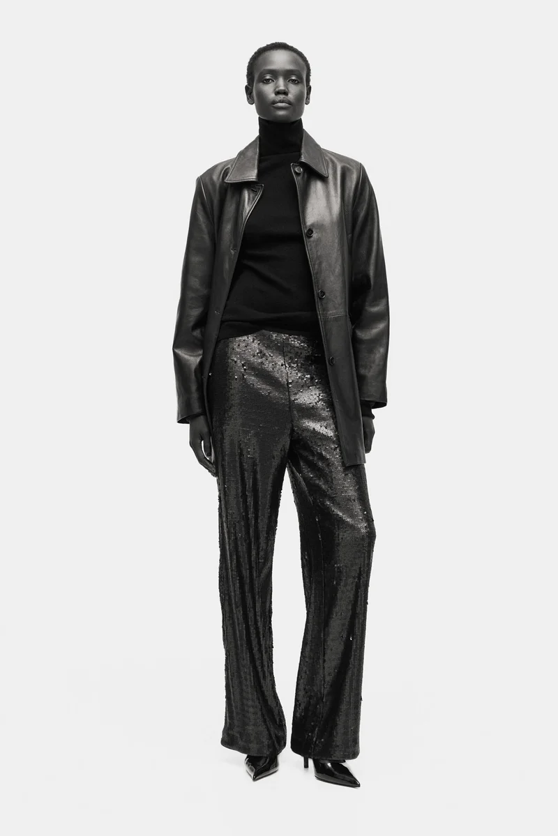 اتش اند ام بنطلون مزين بالترتر