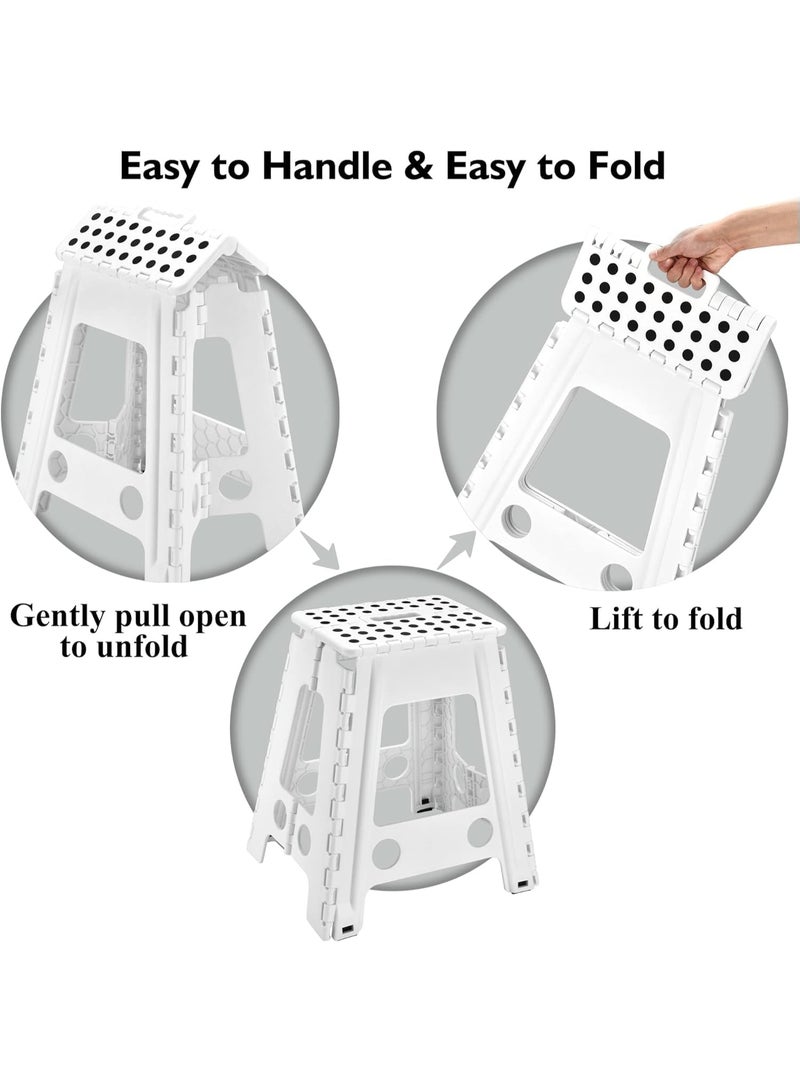 Soofam Folding Step Stool, Heavy Duty Plastic Foldable Step Stool Lightweight Foot Stool with Portable Handle, Compact Plastic Foldable Step Stools for Bathroom, Bedroom, Kitchen (White) - Image 5