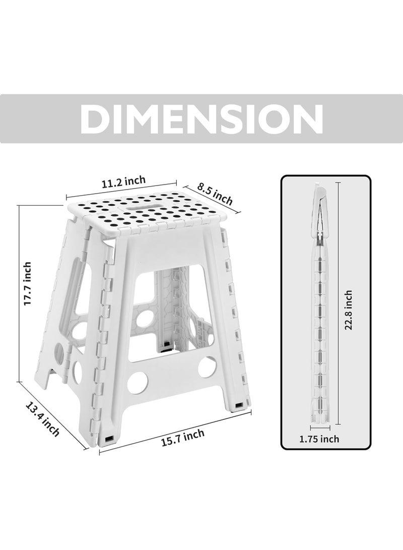 Soofam Folding Step Stool, Heavy Duty Plastic Foldable Step Stool Lightweight Foot Stool with Portable Handle, Compact Plastic Foldable Step Stools for Bathroom, Bedroom, Kitchen (White) - Image 3