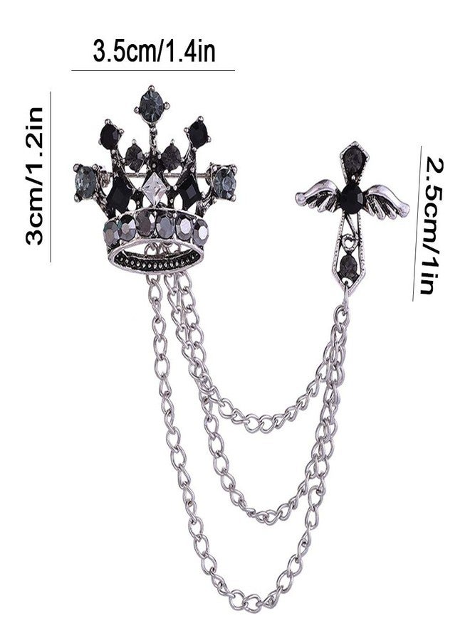 Huture Men's Brooch Set with Chains Suit Pin Badge for Men & Women Suit Tuxedo Tie Hat Scarf Decoration - Image 3