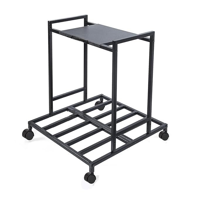 Milad SAIFIX 2-Tier UPS Stand for Home and Office | Metal Inverter Trolley with Wheels | Battery Stand for Inverter with Shelf | Black, 2 Shelf - Image 2