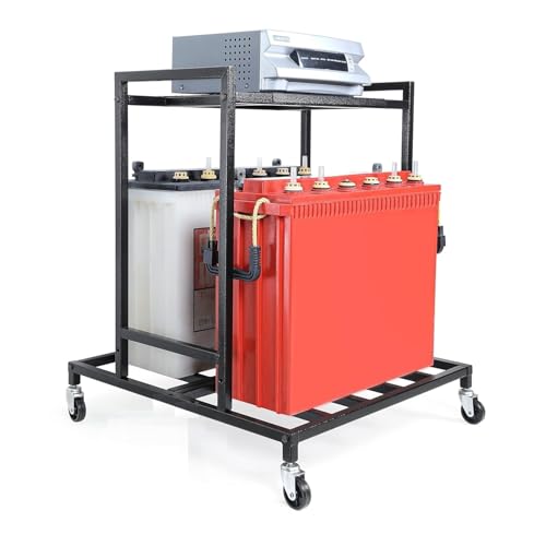 Milad SAIFIX 2-Tier UPS Stand for Home and Office | Metal Inverter Trolley with Wheels | Battery Stand for Inverter with Shelf | Black, 2 Shelf - Image 1