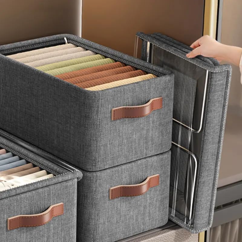 Suicune Suicune Clothing Storage Box Household Wardrobe Classification Storage Box with Lid Foldable Clothes Pants Organizer Box - Image 3