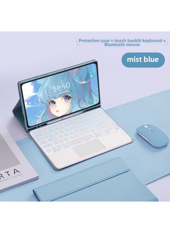 Applicable To Samsung A9Plus With Pen Slot Protective Cover S9FE Split Bluetooth Touch Keyboard X810 Colorful Backlight-Color:Misty Blue ]-Product Type:Tab S9FEPlus 12.4(X610/616) With 10-inch Keyboard  - Image 1
