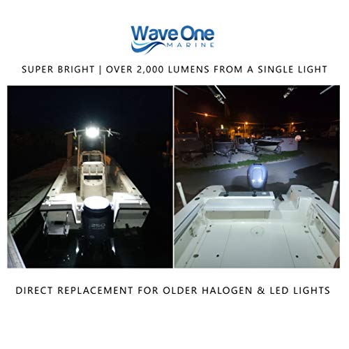 Wave One Marine Hi-Lumen LED Spreader Light | IP68 Waterproof Boat Deck Flood Beam | Bright 2000+ Lumen Output for Night Fishing (Black Housing) - Image 5