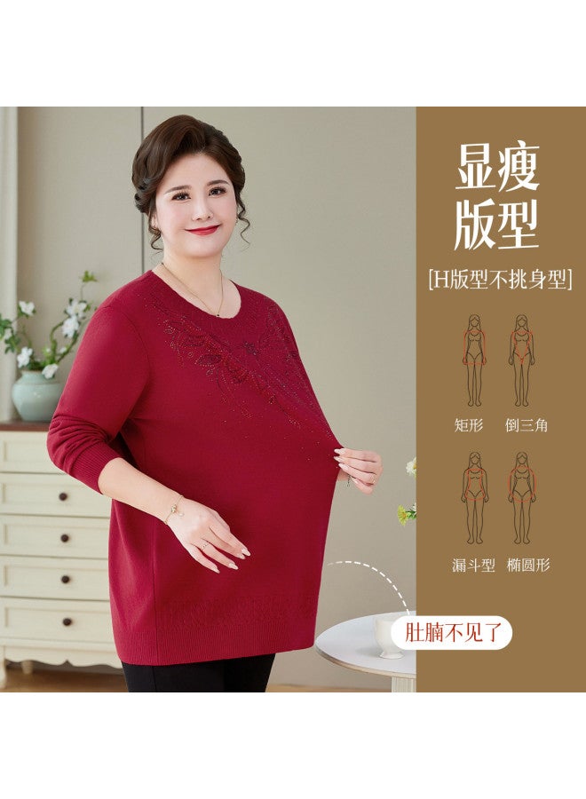 Tucano 260 رطل يمكن أن ترتدي ملابس الأم ذات الحجم الكبير والضخم بلوزة قميص قاعدي محبوك للنساء ملابس داخلية أنيقة سويتر علوي في الربيع والخريف - Image 3