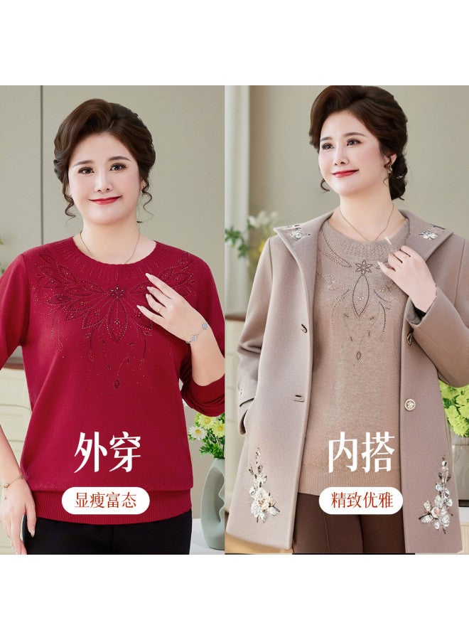 Tucano 260 رطل يمكن أن ترتدي ملابس الأم ذات الحجم الكبير والضخم بلوزة قميص قاعدي محبوك للنساء ملابس داخلية أنيقة سويتر علوي في الربيع والخريف - Image 4