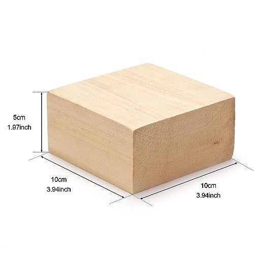 PONGJA 2 Pcs Basswood Carving Blocks, 4 x 4 x 2 inch Whittling Bass Wood Blocks Kit, Carving Soft Wooden Block for Beginners and Professional Artists DIY Wood Carving Crafts - Image 2