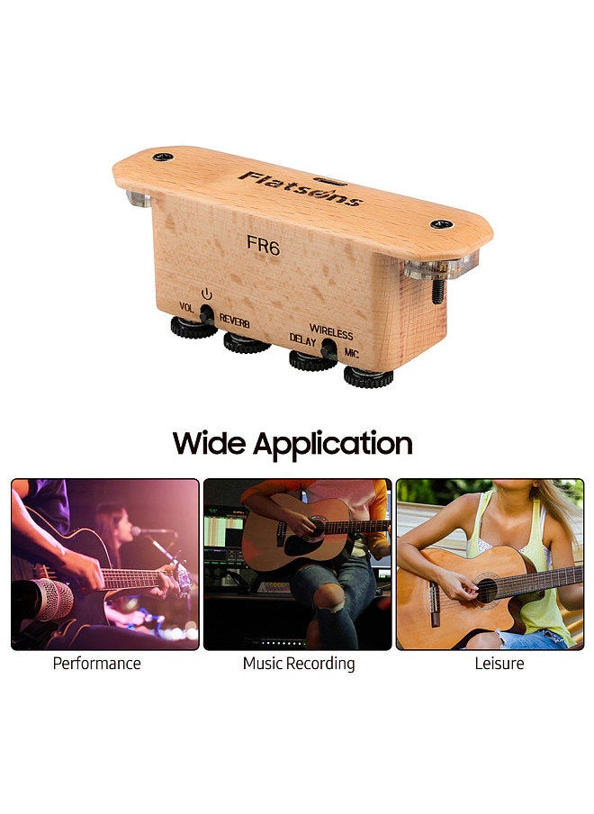 Flatsons - Fr6 Bt Resonance Pickup Guitar Soundhole Clip-On Rechargeable Pickup With Reverberation/ Delay Effect, Acoustic Coverage Enhancer, Integrated Drum Machine Rhythm For Singing - Image 1