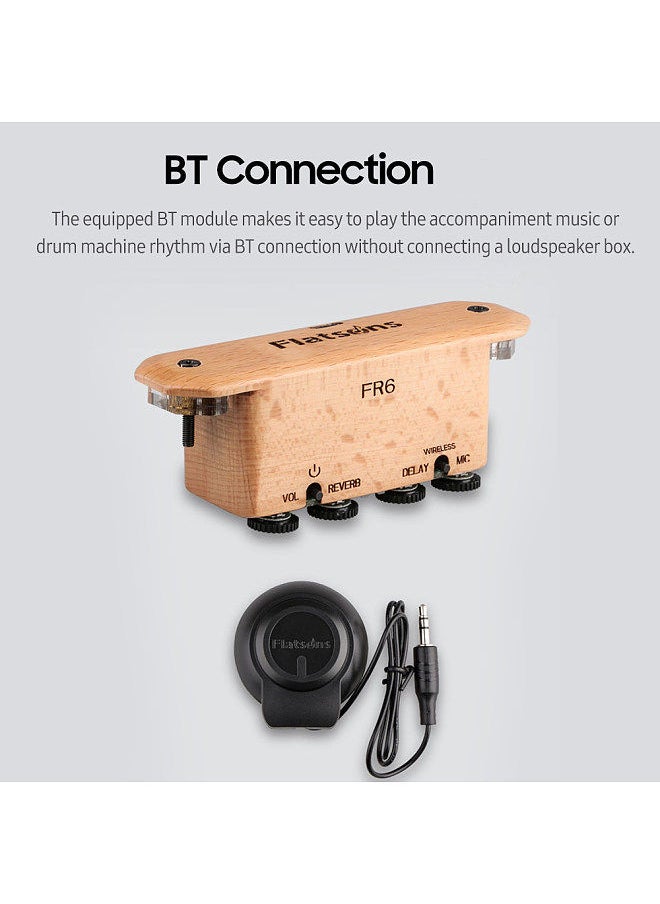 Flatsons - Fr6 Bt Resonance Pickup Guitar Soundhole Clip-On Rechargeable Pickup With Reverberation/ Delay Effect, Acoustic Coverage Enhancer, Integrated Drum Machine Rhythm For Singing - Image 1