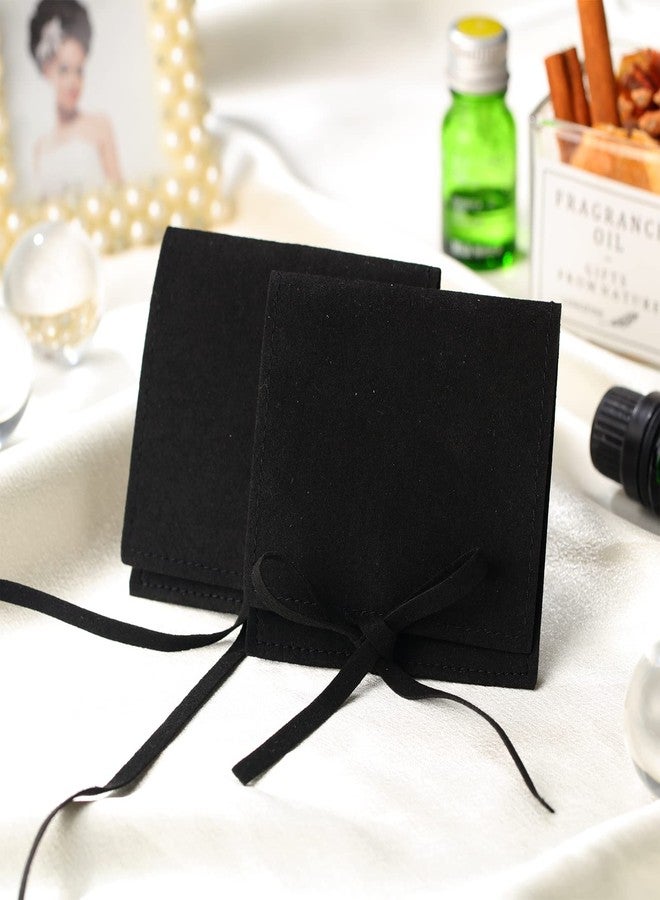 Lothee 40 Pcs Microfiber Jewelry Pouch 8x8 cm Jewelry Packaging Luxury Small Gift Bags Bow Tie Microfiber Bag for Bracelet Necklace Packaging,Envelope Style with String and Divider(Black) - Image 5