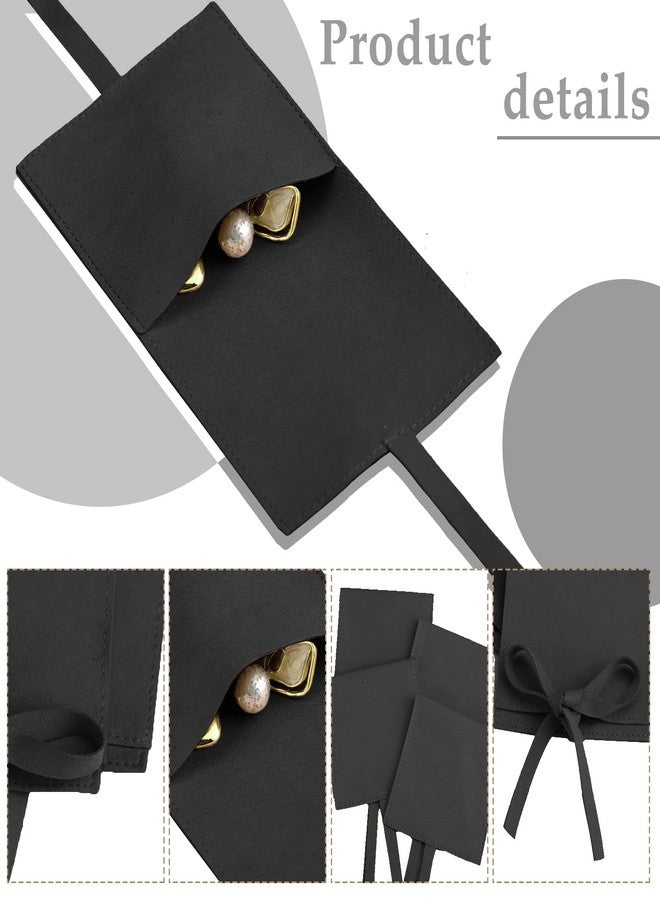 Lothee 40 Pcs Microfiber Jewelry Pouch 8x8 cm Jewelry Packaging Luxury Small Gift Bags Bow Tie Microfiber Bag for Bracelet Necklace Packaging,Envelope Style with String and Divider(Black) - Image 3