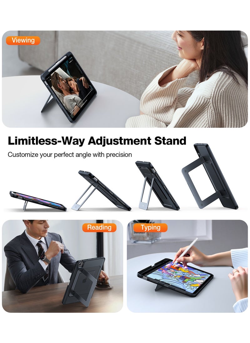 TORRAS - Ostand for iPad Air 5th Generation Case/iPad Air 4 Case/iPad Pro 11-inch Case with Pencil Holder, Adjustable Dual Stand, All-Angle Viewing, Protective Cover 10.9 inch 2024, Translucent Black - Image 1