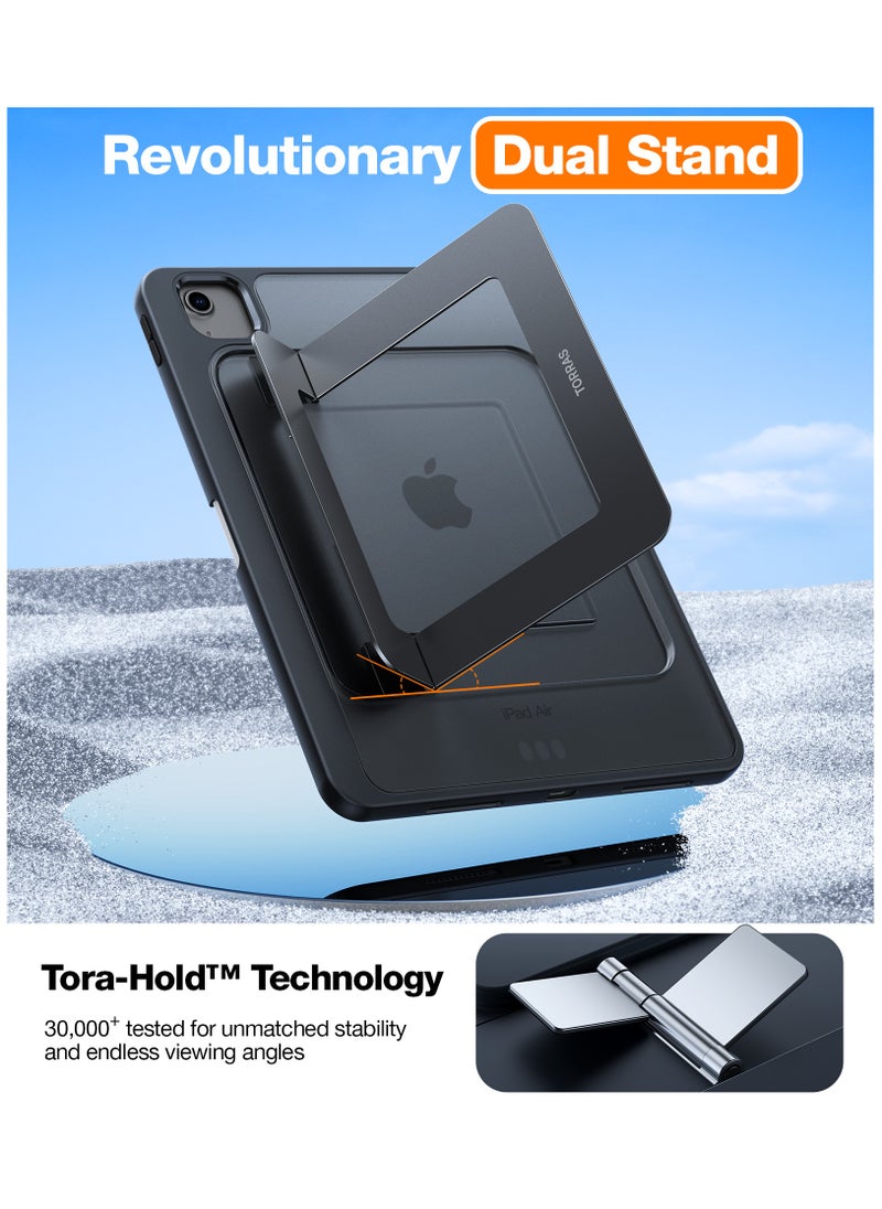 TORRAS - Ostand for iPad Air 5th Generation Case/iPad Air 4 Case/iPad Pro 11-inch Case with Pencil Holder, Adjustable Dual Stand, All-Angle Viewing, Protective Cover 10.9 inch 2024, Translucent Black - Image 1