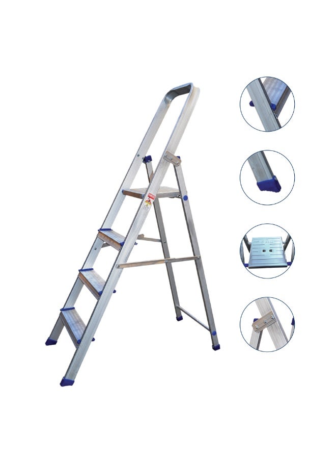 EMC Multi-Purpose Aluminium Folding Ladder for Home & Office – Non-Slip Steps & Safety Feet (4 Step Ladder) - Image 2