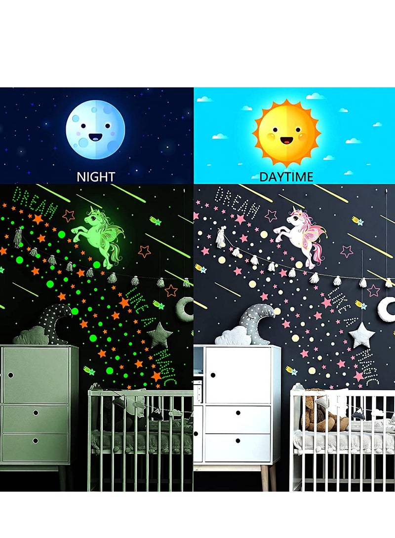KASTWAVE Glowing Unicorn Stickers for Ceiling Decor, Colorful Wall Decals Decor for Kids Girls Boys Bedroom, 1 Set  - Image 2