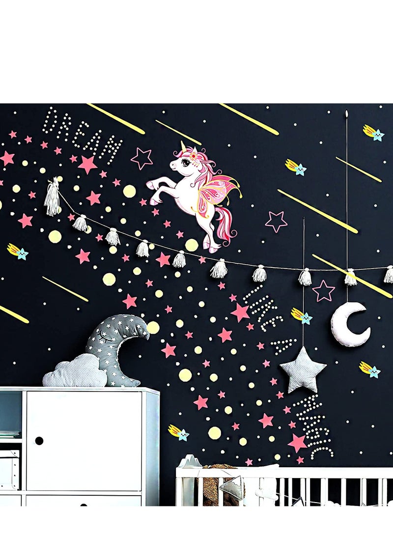 KASTWAVE Glowing Unicorn Stickers for Ceiling Decor, Colorful Wall Decals Decor for Kids Girls Boys Bedroom, 1 Set  - Image 4