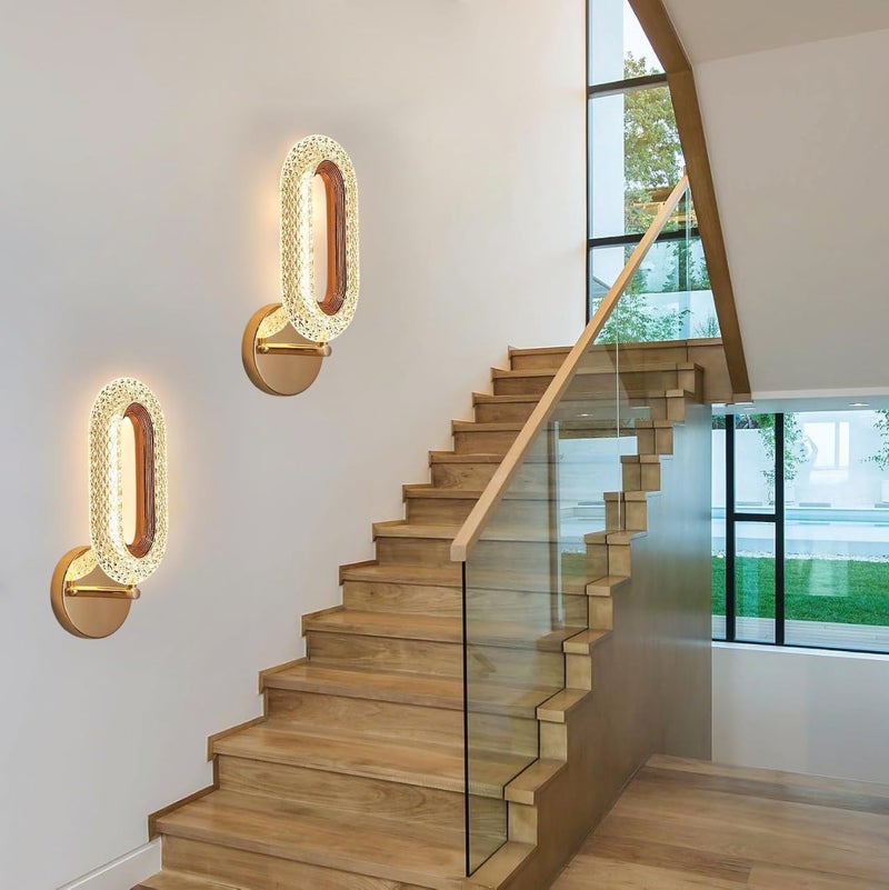 Groeien 12W | 3 Color Modern LED Crystal Oval Wall Sconce Gold Wall Light for Bedroom Living Room Corridor Lighting Fixtures Wall Mount (Crystal Oval, 1, Count) - Image 2