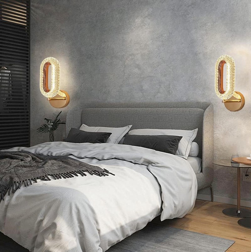 Groeien 12W | 3 Color Modern LED Crystal Oval Wall Sconce Gold Wall Light for Bedroom Living Room Corridor Lighting Fixtures Wall Mount (Crystal Oval, 1, Count) - Image 3