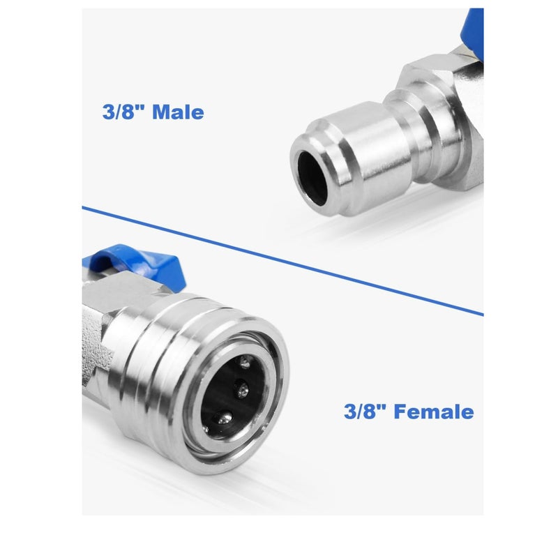 SOLARAE Heavy Duty High Pressure Washer Ball Valve Kit 3/8 NPT Quick Connector 4500 PSI for Power Washer Hose Control Water Flow Switch with Raw Material Belt - Image 3