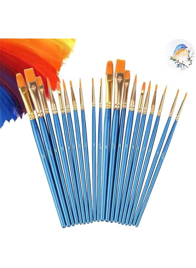 فايلكس مجموعة فرش طلاء اكريليك وازوي ـ 20 قطعة، للرسم ألوا المائية والزيتية، للوج والجسم، وللفاي في المايكير وف الرسم الصخري - Image 1