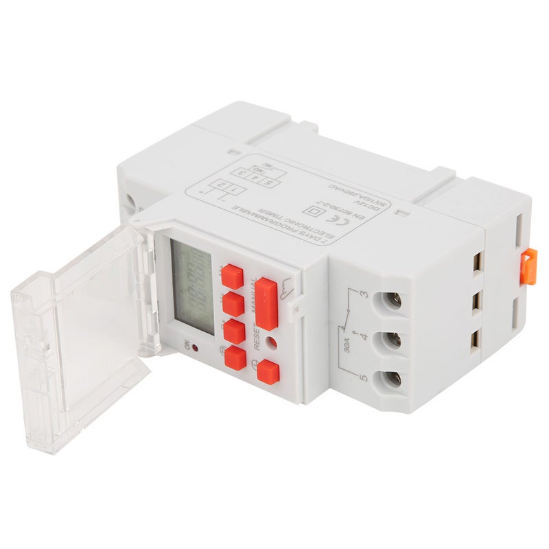 Programmable Timer Switch: 35mm DIN Rail Mounting, 24-Hour Countdown Function - LCD Display & LED Indicator, 16 Daily ON/OFF Programs for Household Use - Image 2