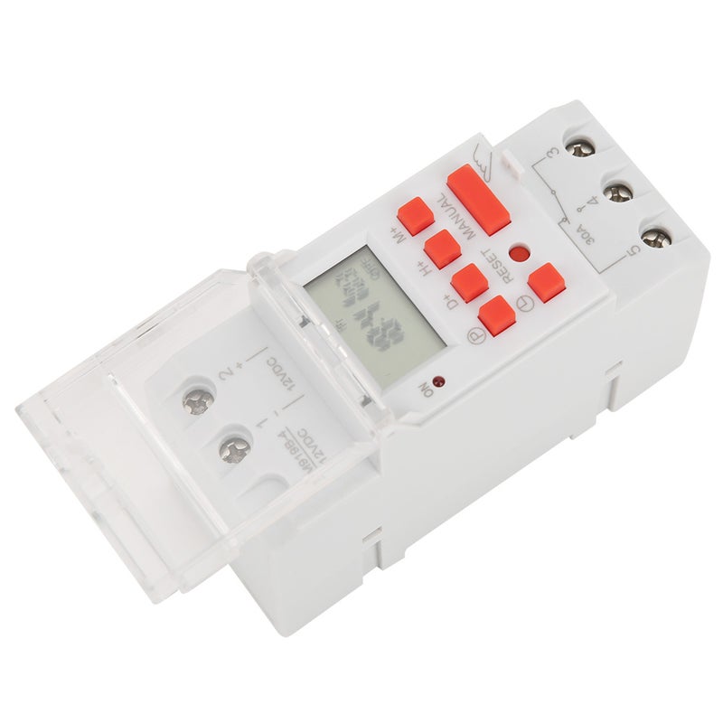 Programmable Timer Switch: 35mm DIN Rail Mounting, 24-Hour Countdown Function - LCD Display & LED Indicator, 16 Daily ON/OFF Programs for Household Use - Image 1