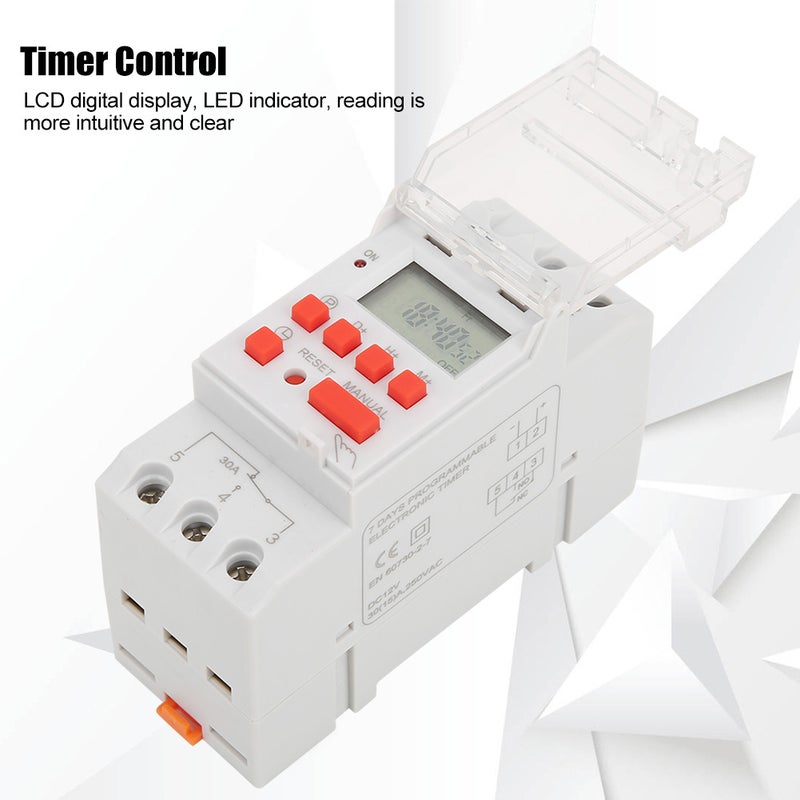 Programmable Timer Switch: 35mm DIN Rail Mounting, 24-Hour Countdown Function - LCD Display & LED Indicator, 16 Daily ON/OFF Programs for Household Use - Image 4
