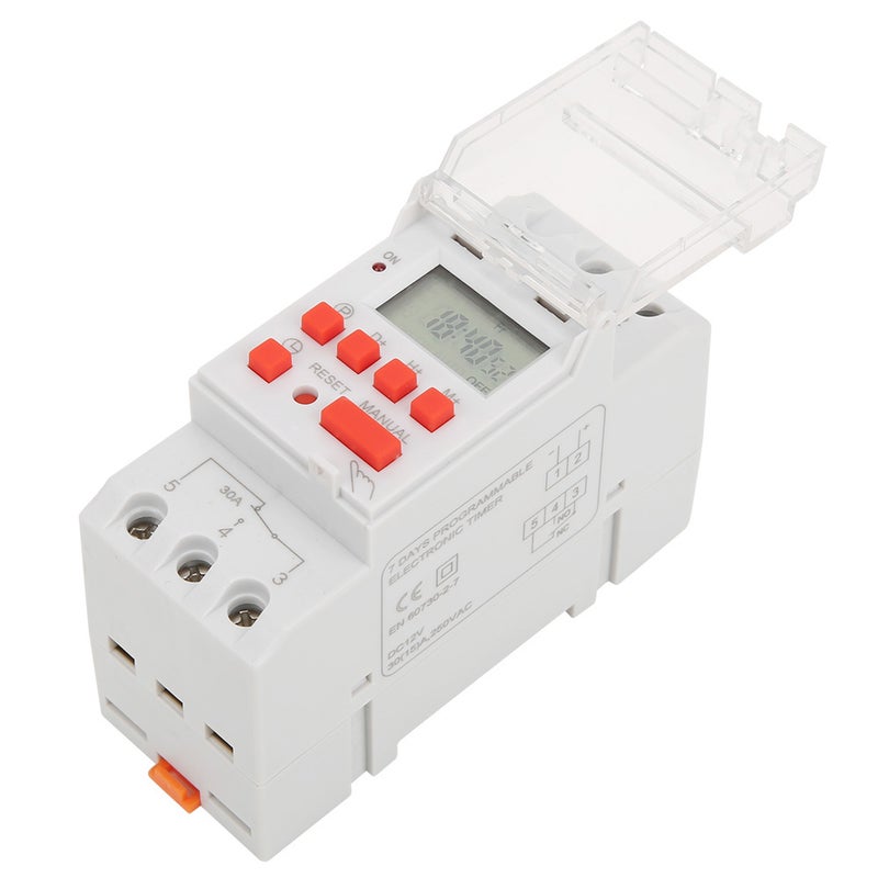 Programmable Timer Switch: 35mm DIN Rail Mounting, 24-Hour Countdown Function - LCD Display & LED Indicator, 16 Daily ON/OFF Programs for Household Use - Image 5