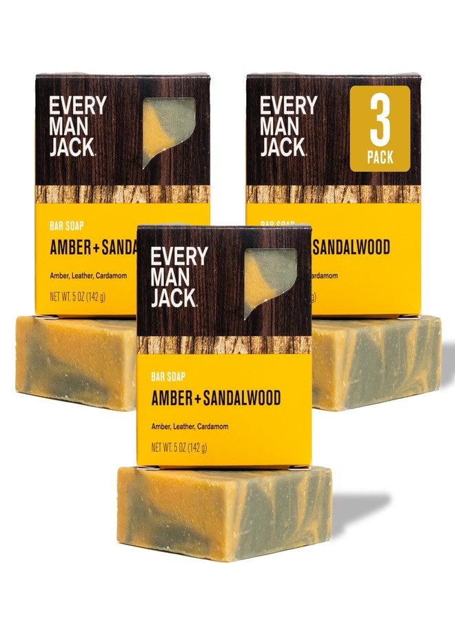 Every Man Jack Cold Processed Mens Bar Soap - Subtle Amber + Sandalwood Scent - Deeply Cleans & Hydrates w/Naturally Derived Ingredients - (3 Pack) - Image 1