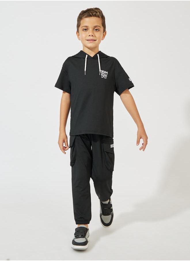 Styli Patch Detail Hooded Top & Cargo Joggers Set  - Image 1
